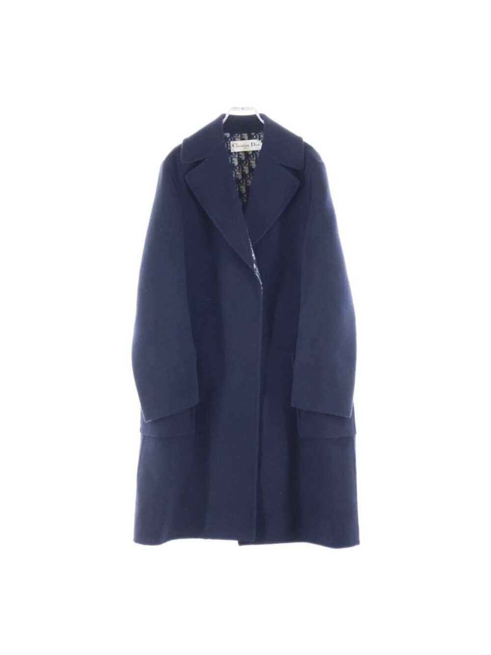 Dior Wool Oblique Reversible Long Coat Navy
